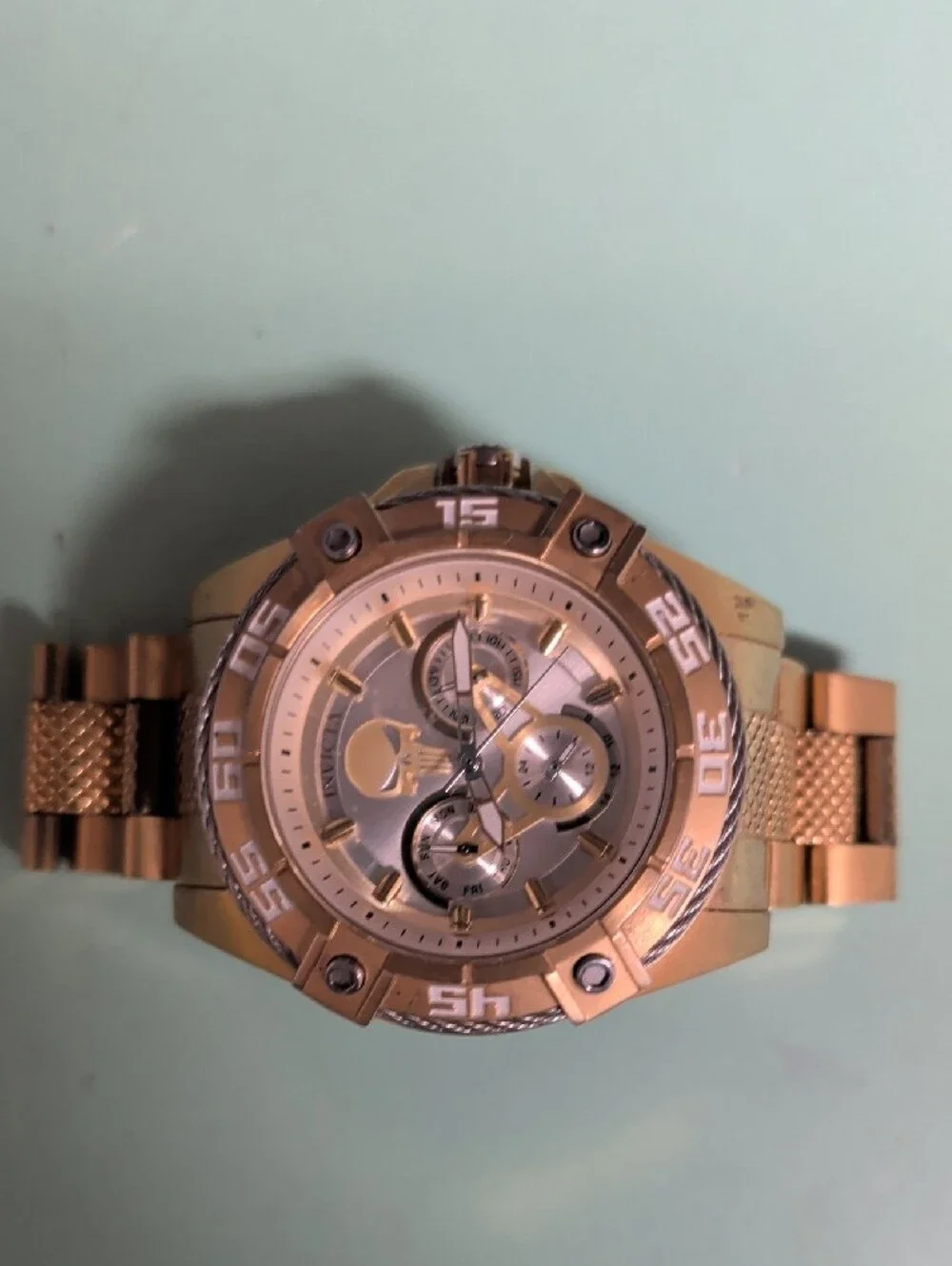 Invicta Gold Tone Men's Chronograph Watch with Mesh Accent